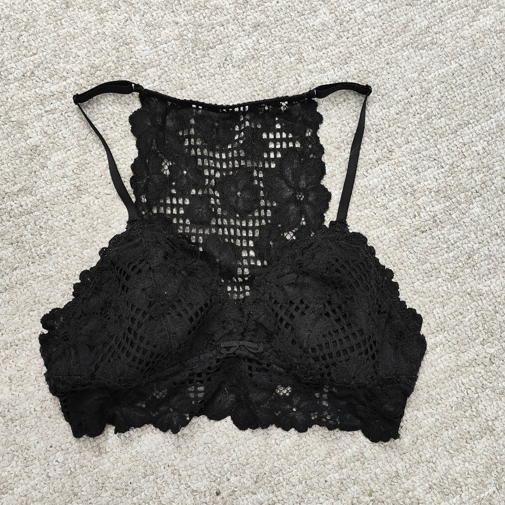 Aerie Black Lace Bralette Bra Size S